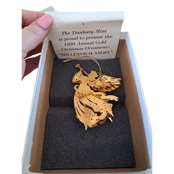 1992/1999/2004 Danbury Mint Gold-Plated Christmas Ornaments  Sleigh Angel Sled 3 - Picture 3 of 5